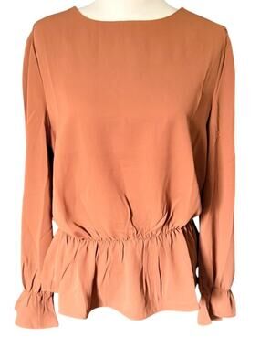 Zenana Long Sleeve Brown Top Size Medium
